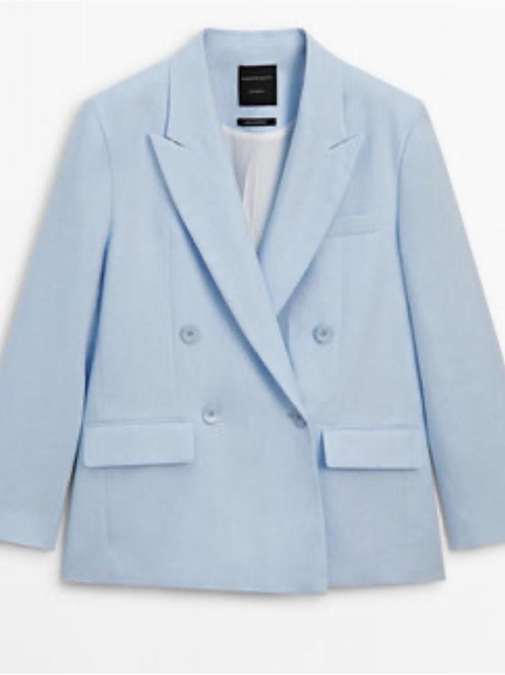 Double-Breasted Light Blue Blazer